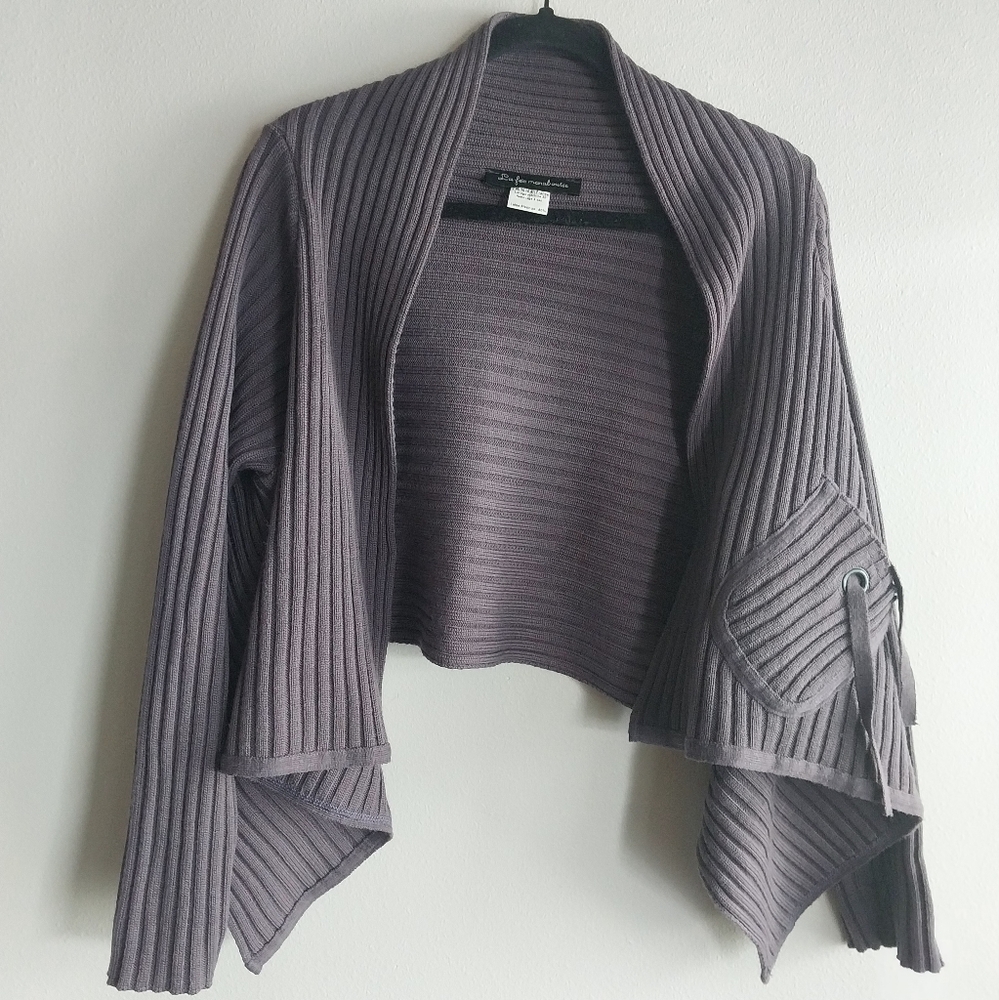 La Fee Maraboutee Made In France Purple Ribbed Wool Blend Shrug